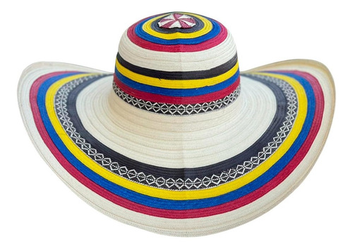 Sombrero 21 Fibras Diseño Colombiano Blanco A Mano