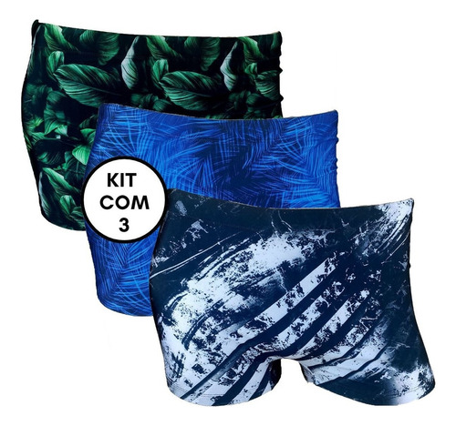 Kit 3 Sunga Boxer Adulto Reforçada Estampada Praia Grappin