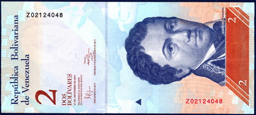 Billete 2 Bolívares Z8 27 Diciembre 2012 Francisco D Miranda