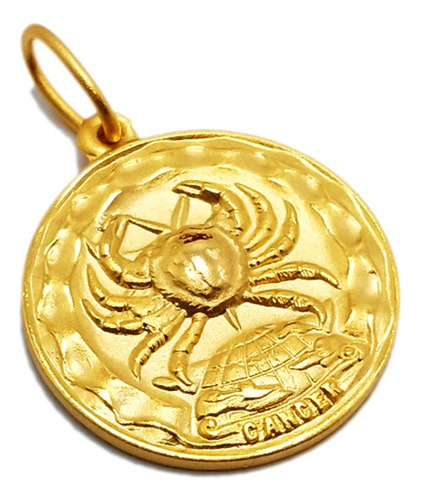 Medalla Signo Zodíaco - Cáncer - Plaqué Oro 21k - 22mm 