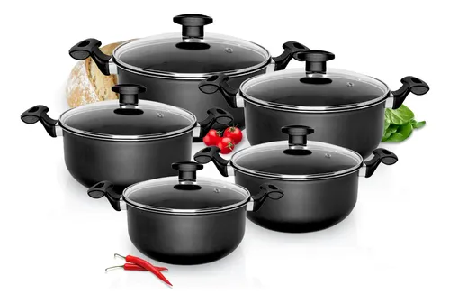 Conjunto Caçarola Antiaderente 5 Peças Preto