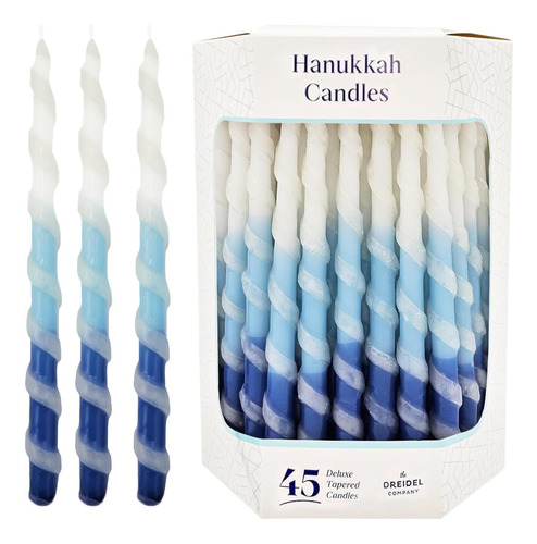 Velas De Hanukkah Menorah De Lujo Retorcidas En Azul Y Blanc