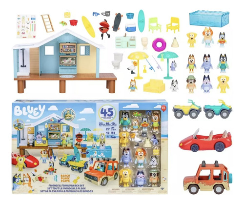 Set De Playa Con La Familia Y Los Amigos De Bluey