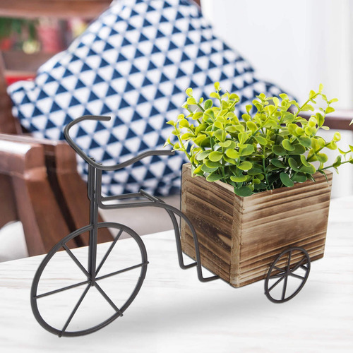 Imagen 3 de 3 de Mylin Triciclo De Metal Con Base Madera Cuadrada 1pz