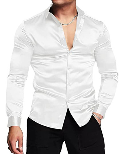 Camisa De Hombre De Baile De Cara Brillante Y Color Sólido