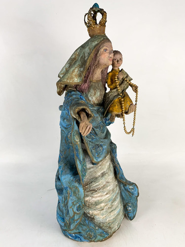 Imagem 5 de 10 de Antiga Santa Nossa Senhora Do Rosario Terracota 65cm