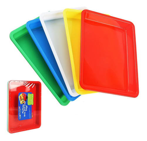 Paquete De 5 Bandejas De Plástico Multicolor Arte  Ban...