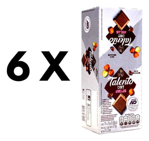 Kit Caixa De Chocolate Talento Diet  Garoto 6cx C/ 15un Cada