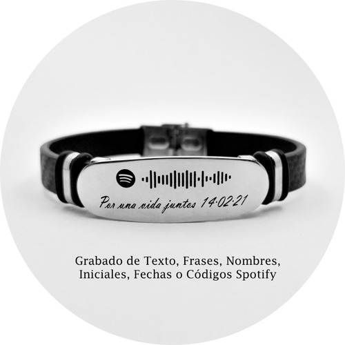 Imagen 2 de 10 de Pulsera Spotify Acero Grabado Láser Personalizado 1163