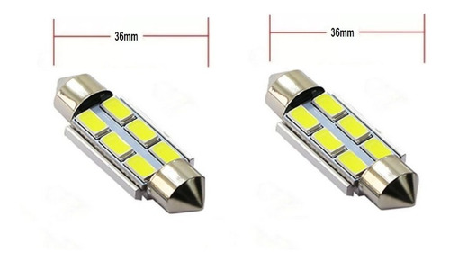 Kit 14 Peças Da Lâmpada Torpedo De 6leds De 36mm 6000k Com Dissipador Automotiva Luz Branca