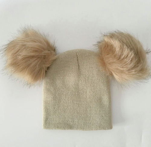 Imagen 6 de 7 de Gorro De Punto Cálido Para Bebé Gorro Con Doble Pompón