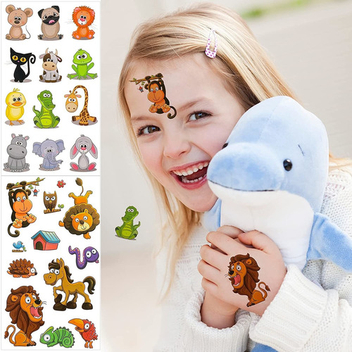 Konsait 110pcs Animal Tatuajes Temporales Para Niños, Zoo Ju