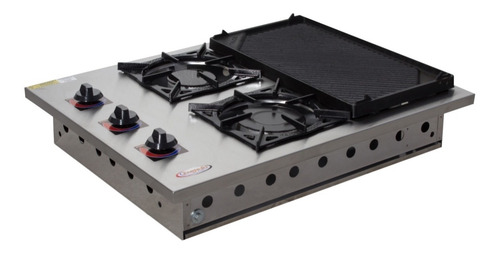 Imagem 6 de 10 de Fogão 2 Bocas Alvenaria Embutir Cooktop Inox Chapa Itajobi
