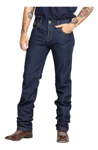 Calça Azul Escura Jeans Liso Masculina Pura Raça Oficial 