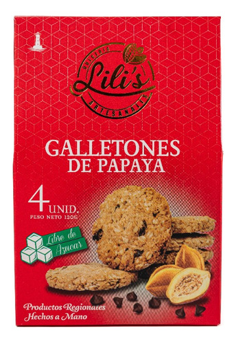 Galletones Avena Papaya Lili´s, 120 Gramos.