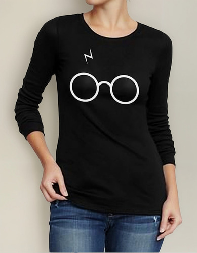 Playera Mujer Manga Larga Negra Harry Potter 
