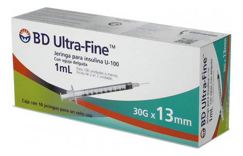 Bd Ultra Fine Jeringa Para Insulina U-100 1ml 30gx13mm Caja Capacidad en volumen 1 mL
