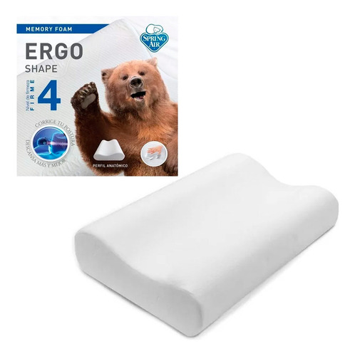 Almohada Ergo Shape Spring Air Corrector De Postura Estandar Color Blanco