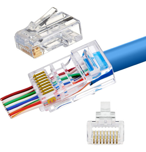 Conectores De Paso Rj45 Cat5e Cat5 Conectores Chapados En Or