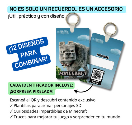 Souvenir Identificador De Mochila Minecraft 20unid