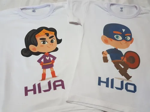 Combo Remeras Padre E Hijo, Super Heroe, Simpsons, Smile