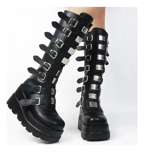 Botas Largas Para Mujer, Zapatos Góticos Con Plataforma, Bot
