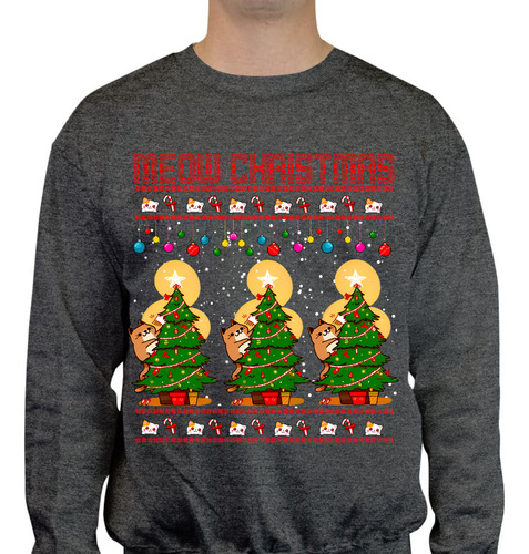Sudadera Ugly Sweater - Navidad Gato - Navidad Con Regalos