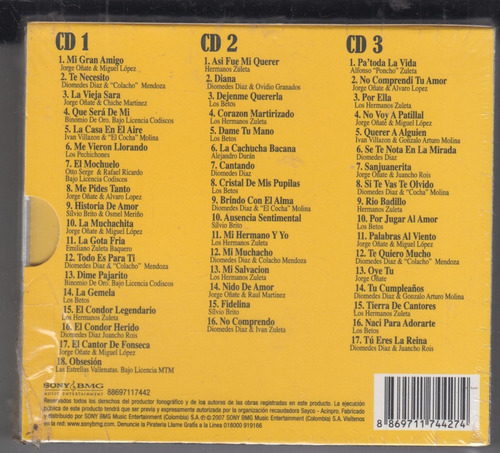 50 Vallenatos De La Historia Vol. 1. 3 Cd´s Original Qqh. Mz