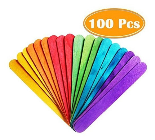 Paxcoo 100 Pcs 6 Palitos De Madera De Colores Jumbo