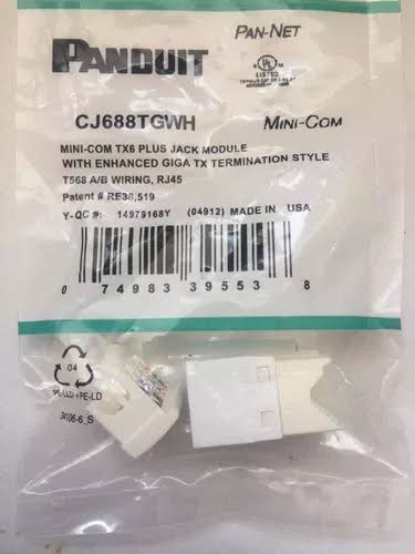 Jack Modular Panduit Cj688tgwh Rj45 Cat 6 Blanco 8 Pack (Usado)