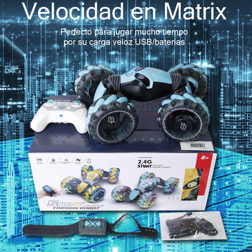 Carro Acrobático Rc Para Niños Leds Rgb 4x4 360° Con Sensor