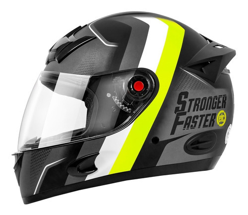 Capacete Moto Fechado Integral Stronger Faster Fosco Etceter Cor Cinza/Amarelo Tamanho do capacete 60