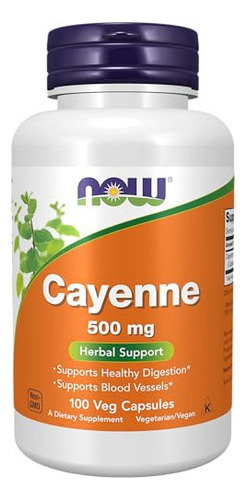 Now Suplementos, Cayena (capsicum Annuum) 500 Mg, Apoyo A Ba