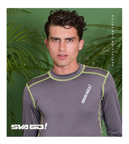 Playera Acuatica Hombre Svago Manga Larga Gris Modelo2