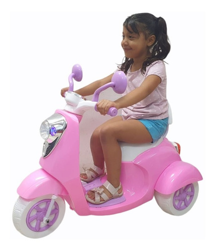 Moto Eléctrica Clásica Para Niñas - Rosada