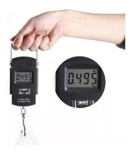 Balança Digital Com Gancho Pesca Bagagem Até 50 Kg Cor Preto Preto
