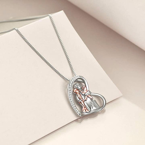 Imagen 3 de 6 de Collar Plata 925 Mama Y Dos Hijos Baño Oro Rosa Regalo Madre