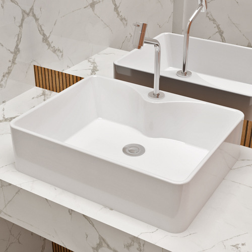 Beltempo Diamante BT-2317 cuba apoio sobrepor banheiro lavabo 48cm retangular branca