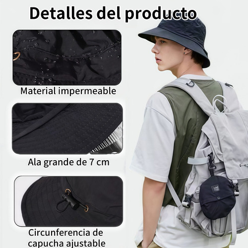 Gorro De Pescador Plegable Y Transpirable Negro Como Se Muestra En La Imagen Como Se Muestra En La Imagen