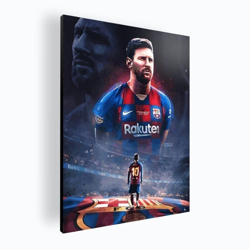 Cuadro Decorativo Poster Messi Fc Barcelona 60x84 Mdf