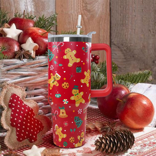 Ceovfoi De 40 Oz De Pan De Jengibre Navideño Con Mango, Taza