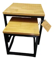 Comprar Set 2 Mesas Ratonas Nido En Hierro Y Madera Finger Pino!!!