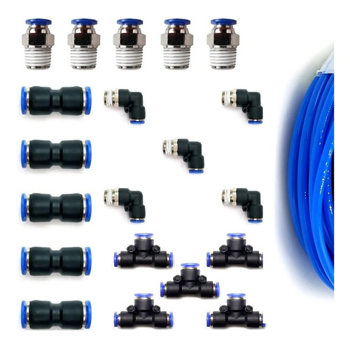 Kit Neumatico 10 Metros Tubing 1/2  Y 20 Conexiones