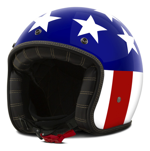 Capacete Aberto Old School Custom American Retro Vis. Bolha