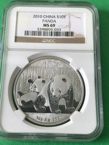 Medalla China De 1 Oz De Plata Panda Ngc Ms69 2010 !!