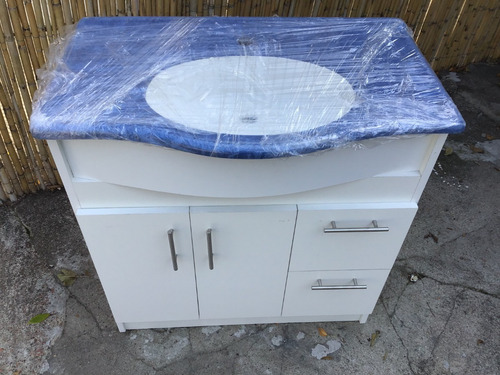 Imagen 5 de 10 de Mesada / Bacha De 80cm + Mueble De Baño Con Cajonera Colores