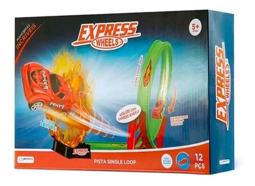 Pista De Corrida Express Wheels C/12 Pçs Multikids Br1017