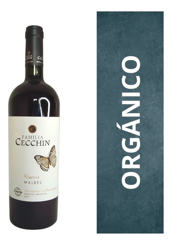 Imagen 1 de 10 de Vino Orgánico Malbec Reserva Cecchin X 750 Cc - Sin Sulfitos