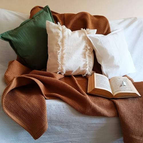 Imagen 6 de 10 de Fundas Para Almohadones Boho 50x50 Tusor Con Flecos Nordicos