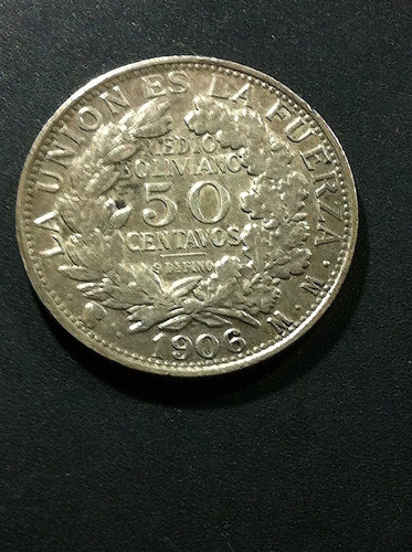 Moneda De Bolivia 50¢ Medio Boliviano 1906 Plata Ex.vf